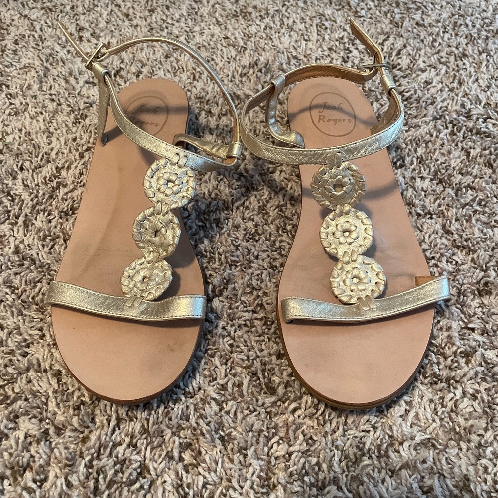 Jack Rogers T-Strap Eve Gold Sandals